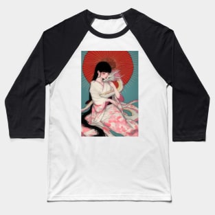 Geisha and white dragon 94008 Baseball T-Shirt